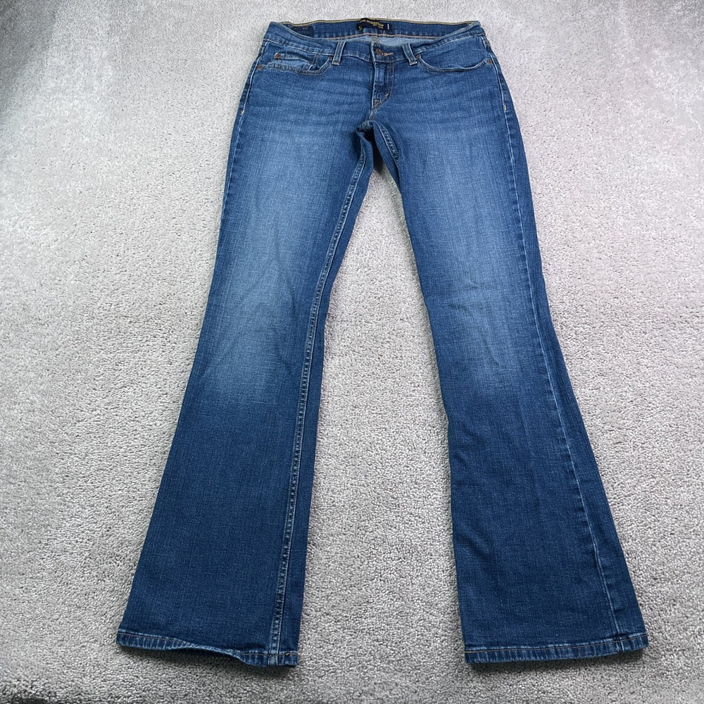 Levis Jeans Womens 7 Long Blue Too Superlow 524 Bootcut Flare Denim Streetwear